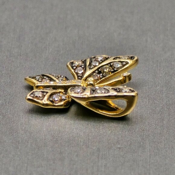 EFFY Nature 14k Gold Butterfly Pendant .38 TCW Espresso & White Diamond 5/8" - Picture 3 of 16